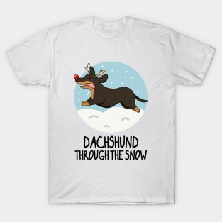 Dachshund Through The Snow Funny Christmas Pun T-Shirt